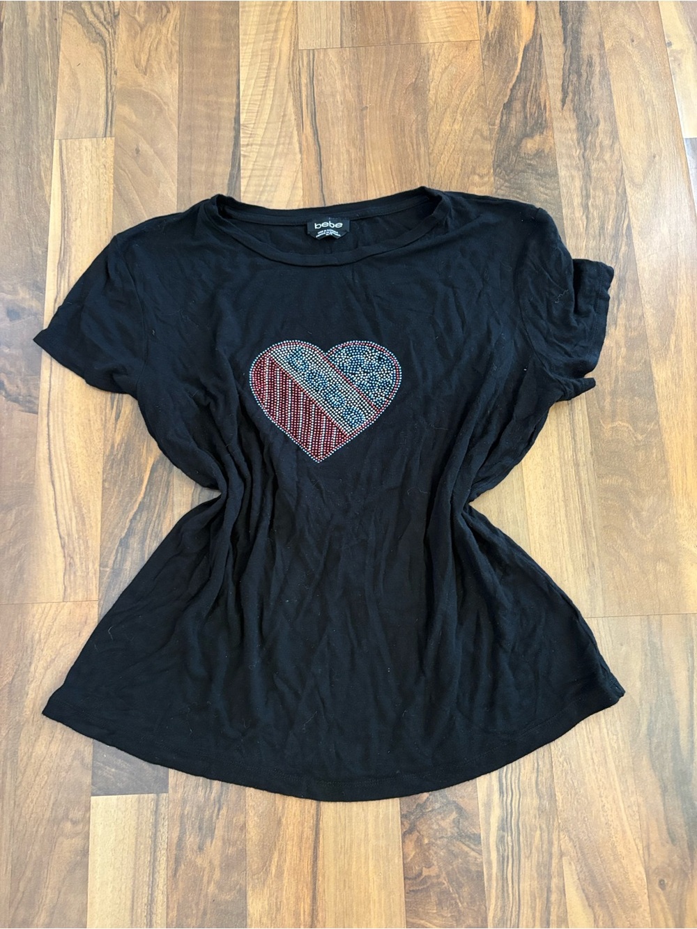 Vintage‎ Bebe Studded American Flag T Shirt